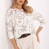 Beige Blouse in Women`s Blouses, Tunics with Cotton and Spandex