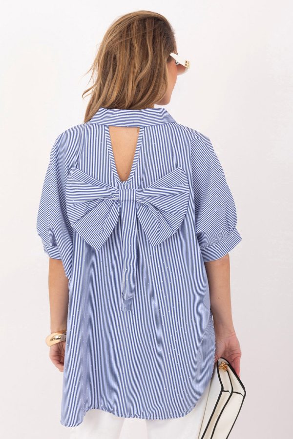 Blue Blouse in Shirts For Women with Cotton and Spandex