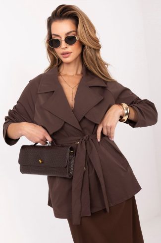 Brown Coat in Women`s Coats, Jackets with Spandex and Polyester