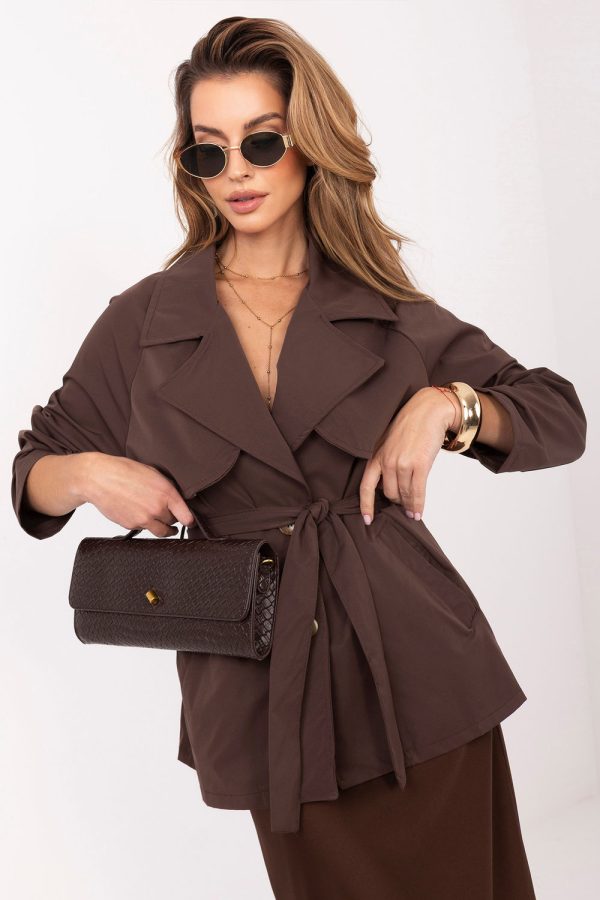 Brown Coat in Women`s Coats, Jackets with Spandex and Polyester