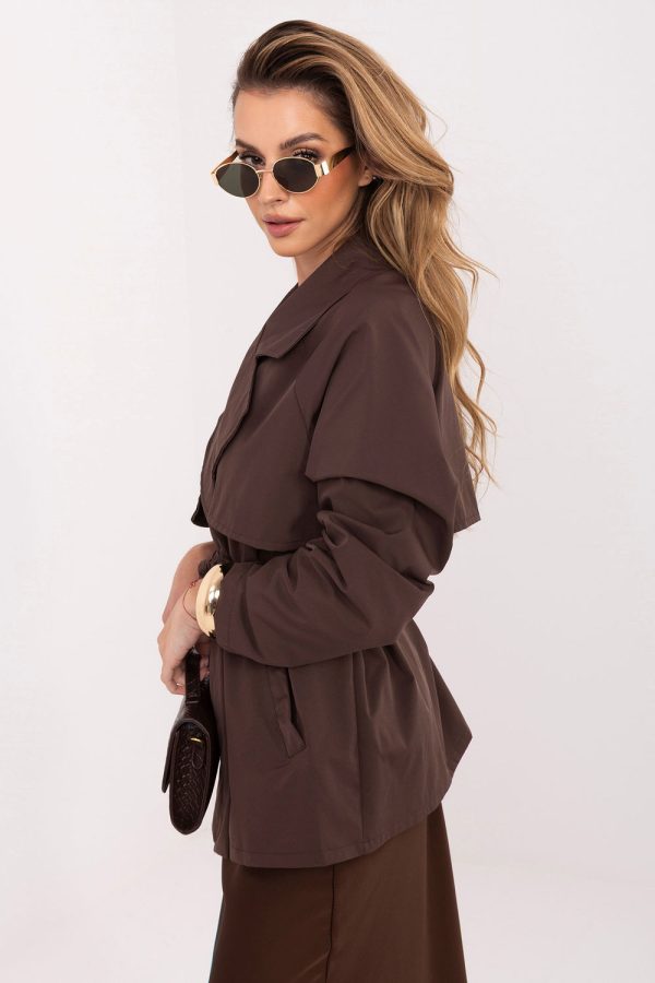 Brown Coat in Women`s Coats, Jackets with Spandex and Polyester