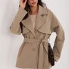 Beige Coat in Women`s Coats, Jackets with Spandex and Polyester