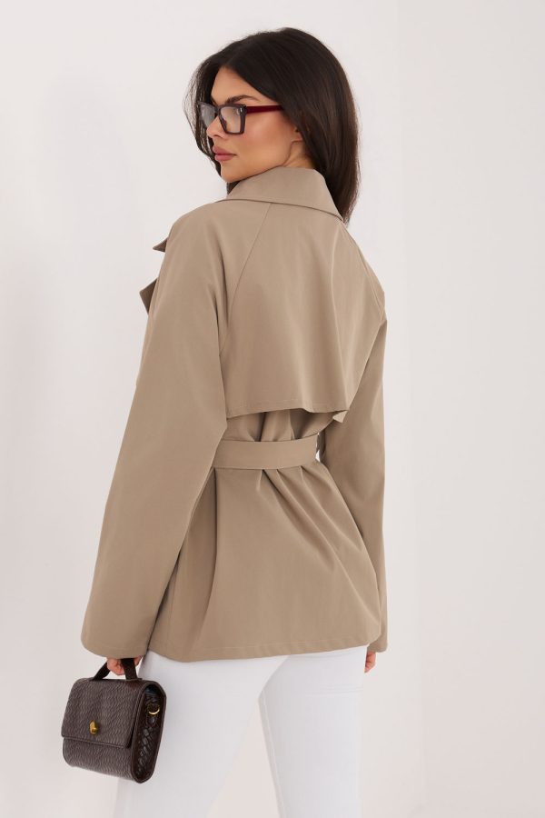 Beige Coat in Women`s Coats, Jackets with Spandex and Polyester