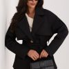 Black Coat in Women`s Coats, Jackets with Spandex and Polyester
