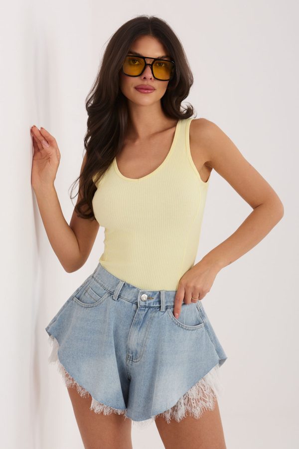 Yellow Top in Undershirts / Tops with Cotton and Spandex