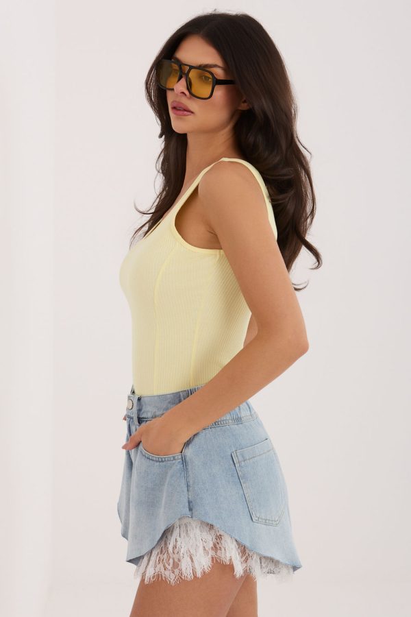 Yellow Top in Undershirts / Tops with Cotton and Spandex