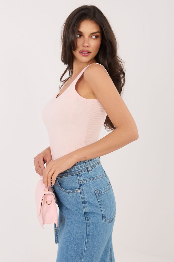 Pink Top in Undershirts / Tops with Cotton and Spandex
