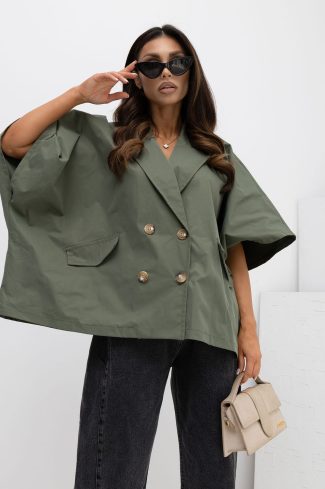 Green Coat in Women`s Coats, Jackets with Polyester