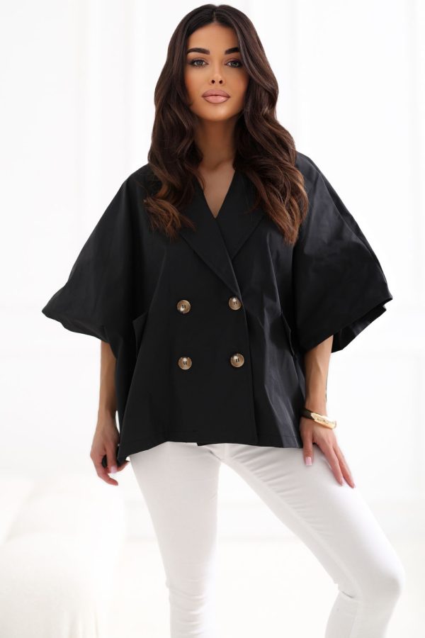 Black Coat in Women`s Coats, Jackets with Polyester