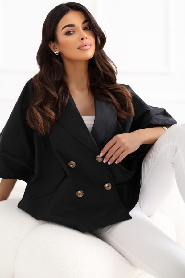 Black Coat in Women`s Coats, Jackets with Polyester