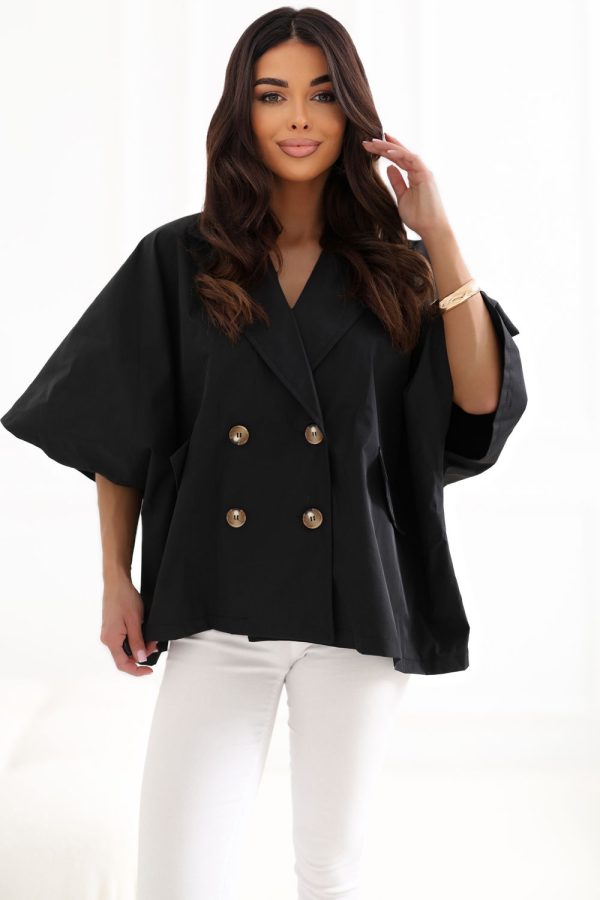 Black Coat in Women`s Coats, Jackets with Polyester