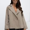 Beige Coat in Women`s Coats, Jackets with Polyester