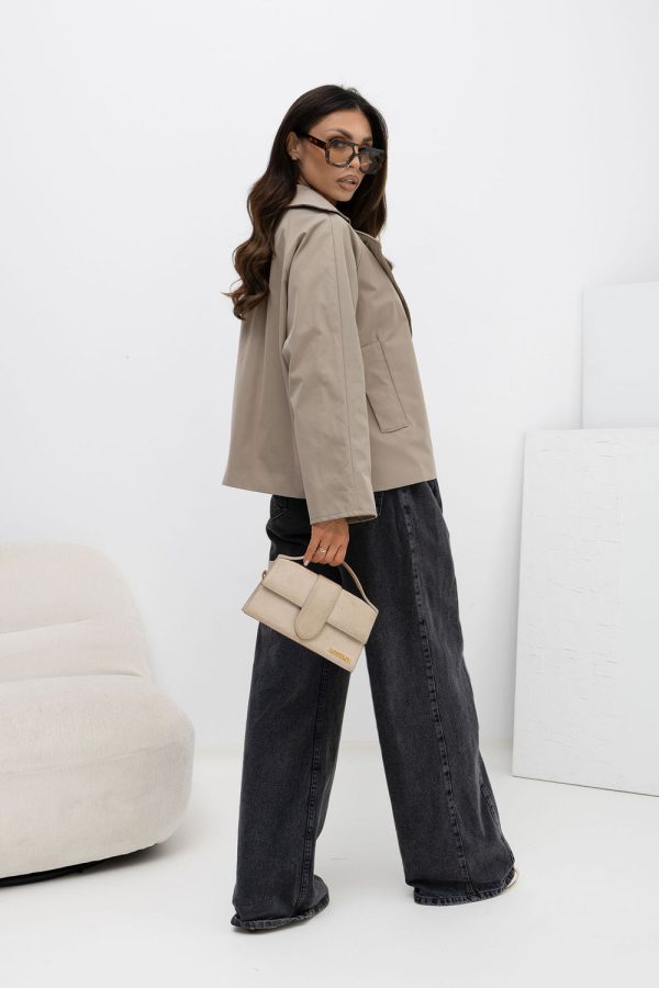 Beige Coat in Women`s Coats, Jackets with Polyester