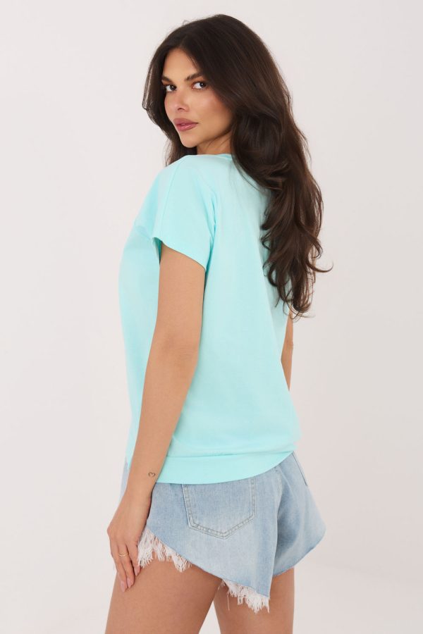 Green Blouse in Women`s Blouses, Tunics with Cotton and Spandex