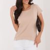 Beige Blouse in Women`s Blouses, Tunics with Cotton and Spandex