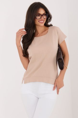 Beige Blouse in Women`s Blouses, Tunics with Cotton and Spandex