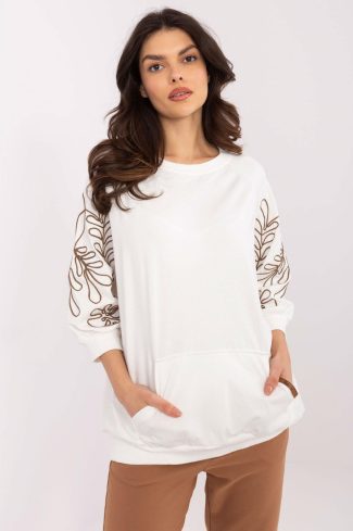 Beige Sweatshirt in Sweatshirts For Women with Cotton and Spandex