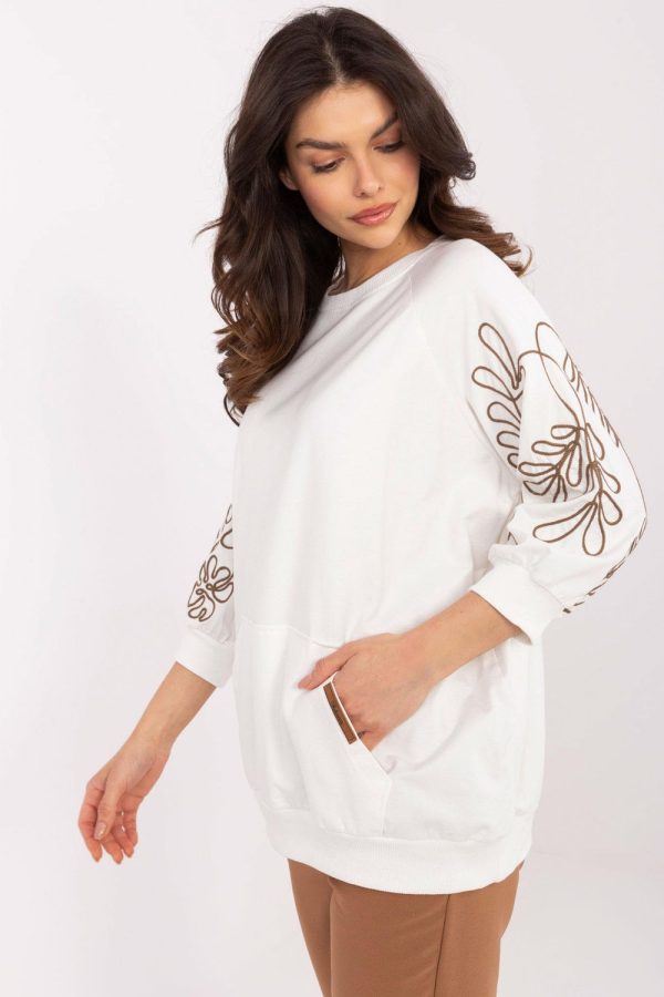 Beige Sweatshirt in Sweatshirts For Women with Cotton and Spandex