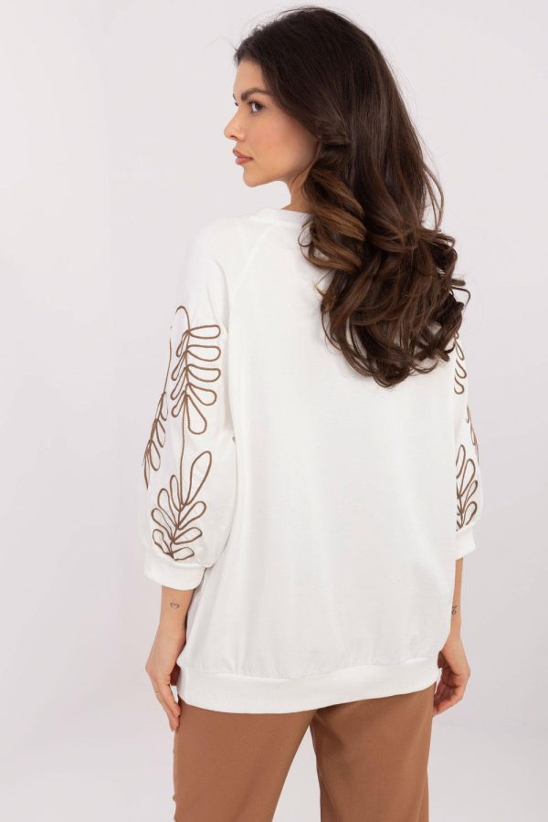 Beige Sweatshirt in Sweatshirts For Women with Cotton and Spandex