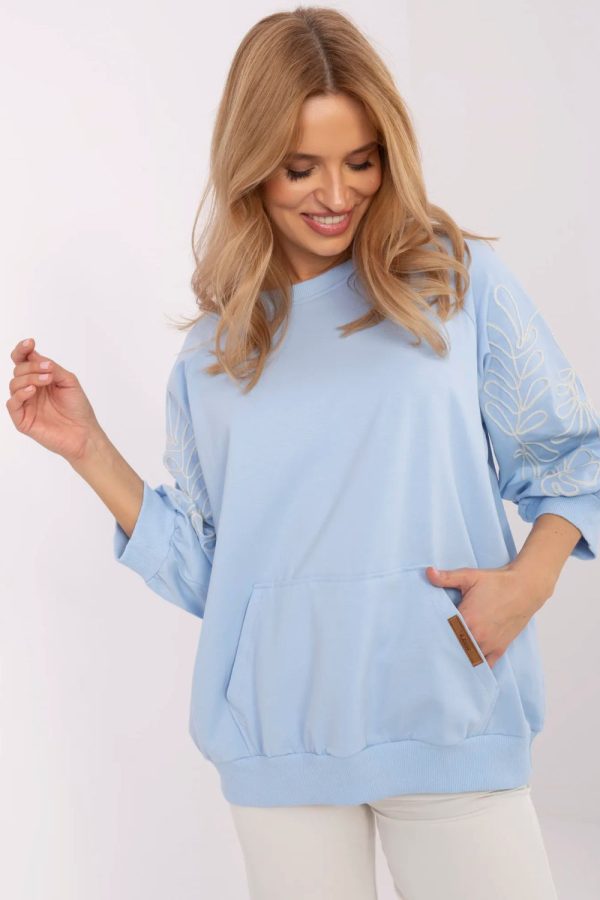 Blue Sweatshirt in Sweatshirts For Women with Cotton and Spandex