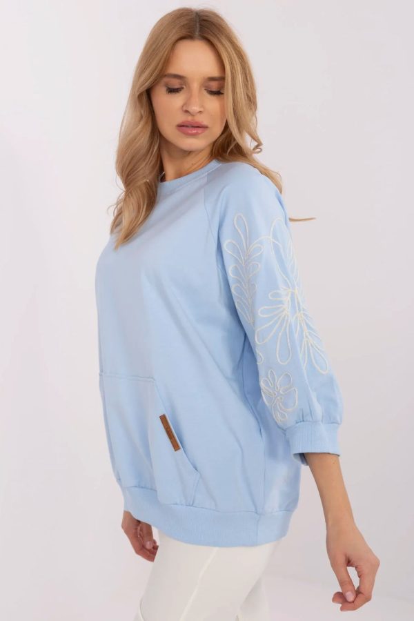 Blue Sweatshirt in Sweatshirts For Women with Cotton and Spandex