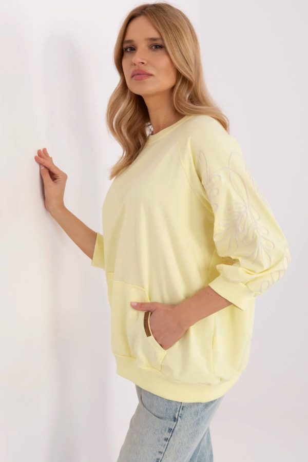 Yellow Sweatshirt in Sweatshirts For Women with Cotton and Spandex
