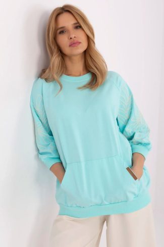 Green Sweatshirt in Sweatshirts For Women with Cotton and Spandex
