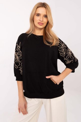 Black Sweatshirt in Sweatshirts For Women with Cotton and Spandex