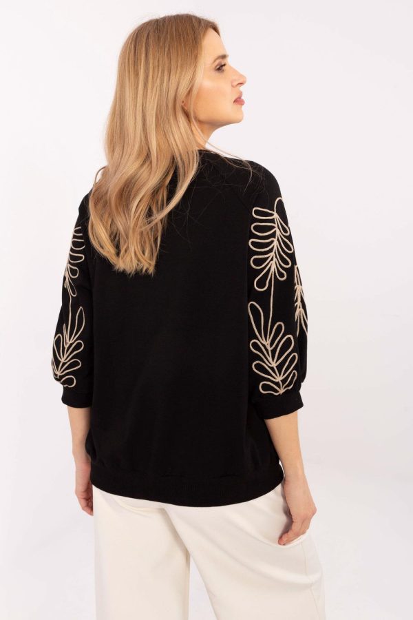 Black Sweatshirt in Sweatshirts For Women with Cotton and Spandex