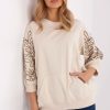 Beige Sweatshirt in Sweatshirts For Women with Cotton and Spandex