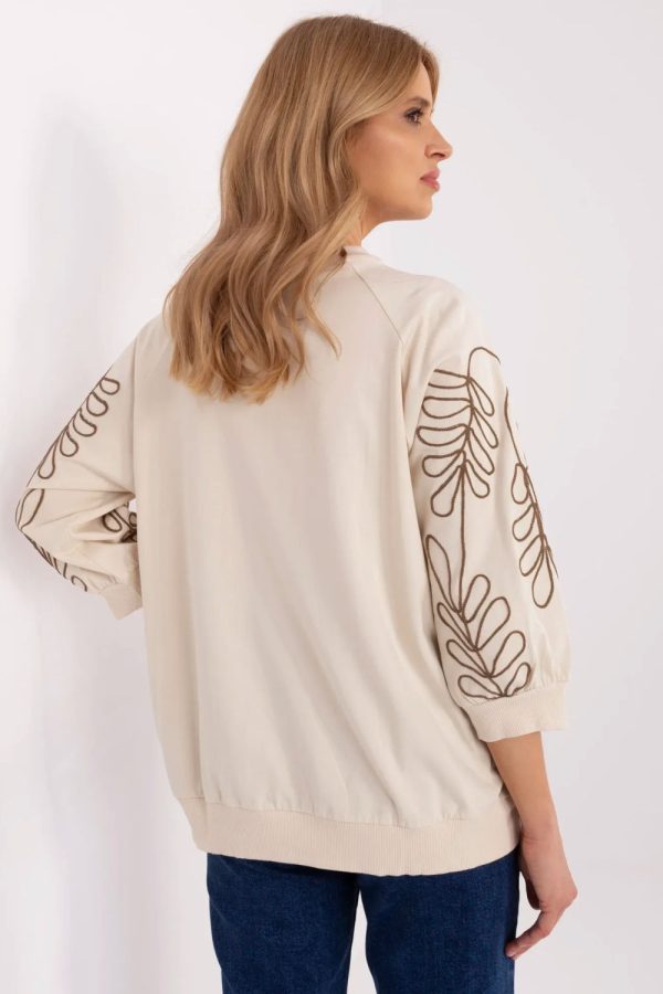 Beige Sweatshirt in Sweatshirts For Women with Cotton and Spandex