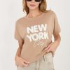 Beige Blouse in Women`s Blouses, Tunics with Spandex and Viscose