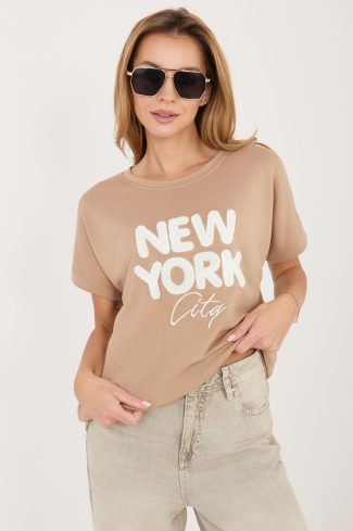Beige Blouse in Women`s Blouses, Tunics with Spandex and Viscose