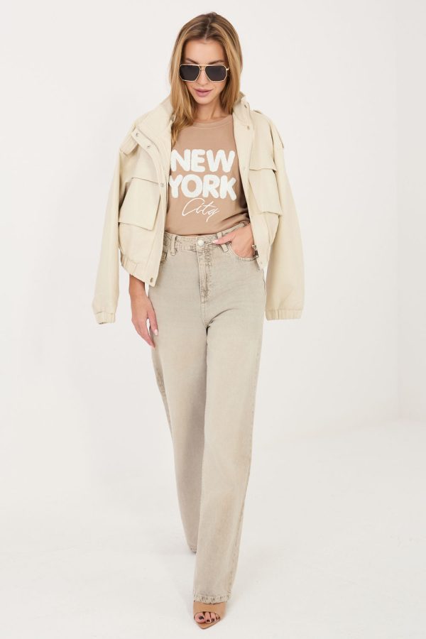 Beige Blouse in Women`s Blouses, Tunics with Spandex and Viscose