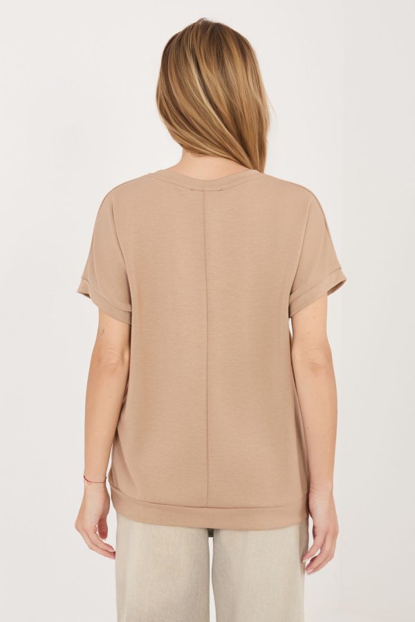 Beige Blouse in Women`s Blouses, Tunics with Spandex and Viscose