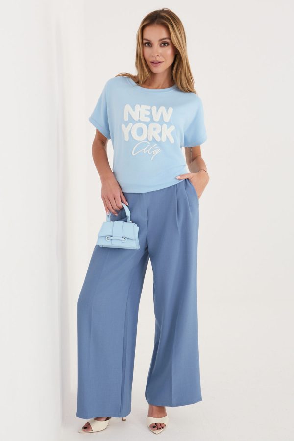 Blue Blouse in Women`s Blouses, Tunics with Spandex and Viscose