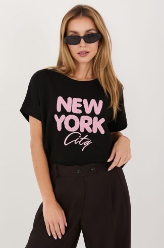 Black Blouse in Women`s Blouses, Tunics with Spandex and Viscose
