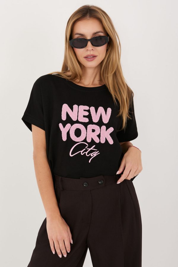 Black Blouse in Women`s Blouses, Tunics with Spandex and Viscose