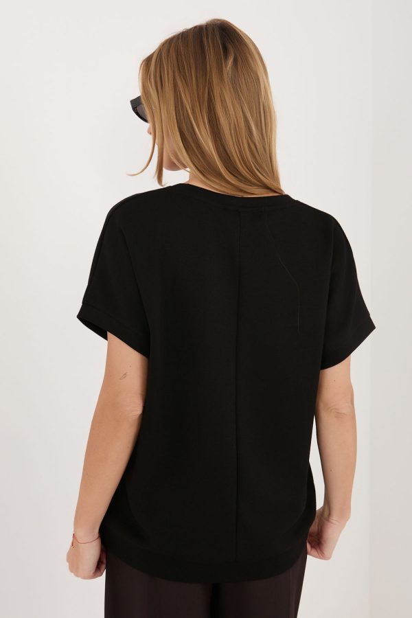 Black Blouse in Women`s Blouses, Tunics with Spandex and Viscose