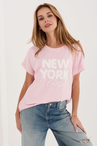 Pink Blouse in Women`s Blouses, Tunics with Spandex and Viscose