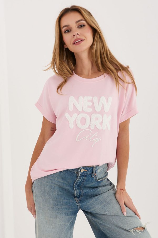 Pink Blouse in Women`s Blouses, Tunics with Spandex and Viscose