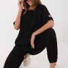 Black Set in Pants, Trousers, Shorts with Spandex and Viscose