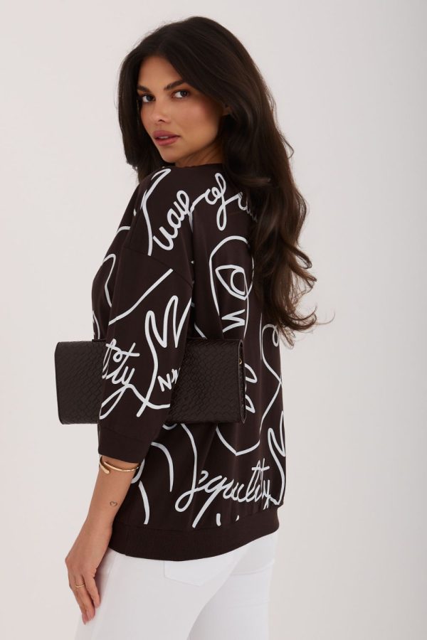 Brown Blouse in Women`s Blouses, Tunics with Cotton and Spandex