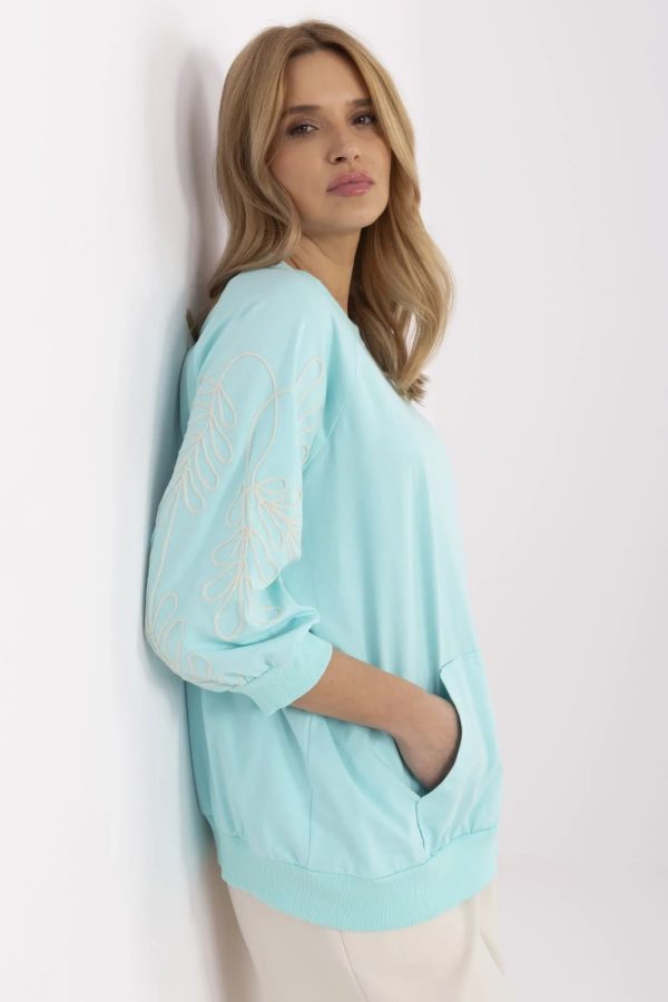 Green Sweatshirt in Sweatshirts For Women with Cotton and Spandex