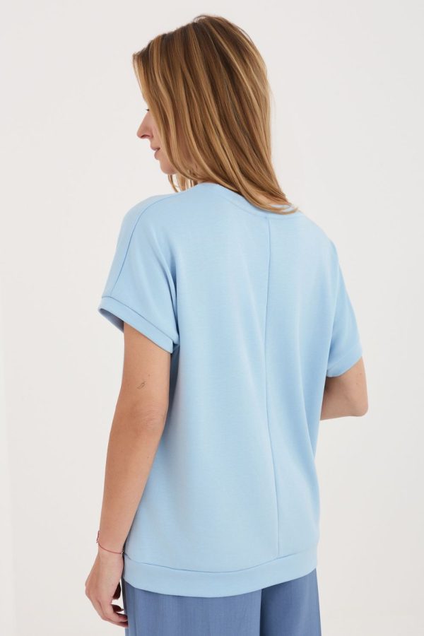 Blue Blouse in Women`s Blouses, Tunics with Spandex and Viscose