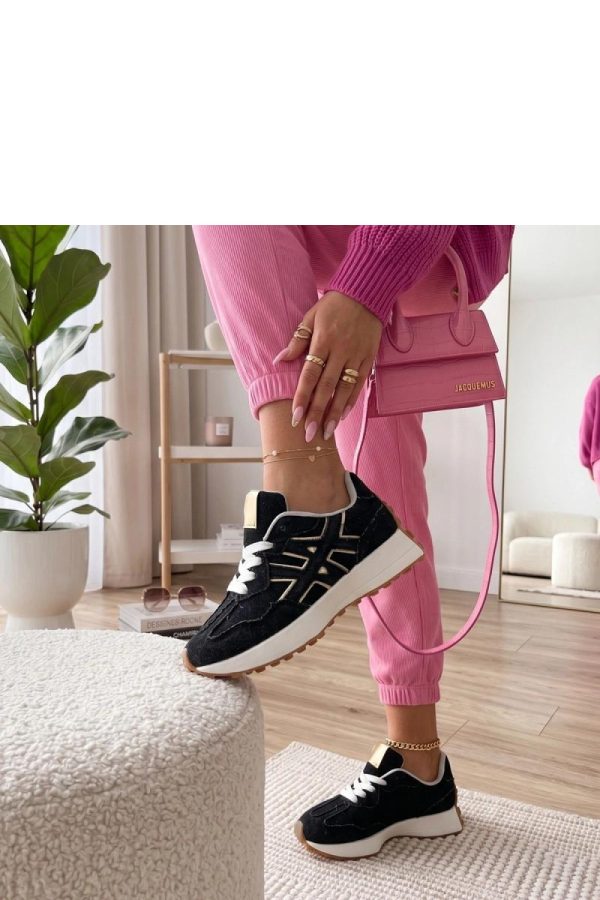 Black Platform Sneakers in Women`s Athletic Shoes, Trainers, Sneakers with Fabric, Footbed and Platform Height