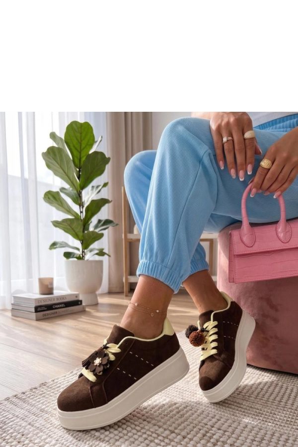 Brown Platform Sneakers.Fabric, Footbed and Platform Height