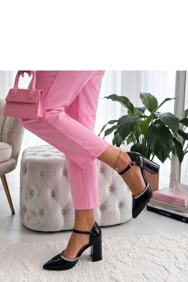 Black Block Heel Pumps...Fabric, Footbed and Heel Height