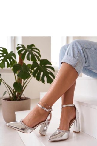 Grey Block Heel Pumps....Fabric, Footbed and Heel Height