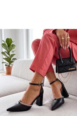 Black Block Heel Pumps...Fabric, Footbed and Heel Height
